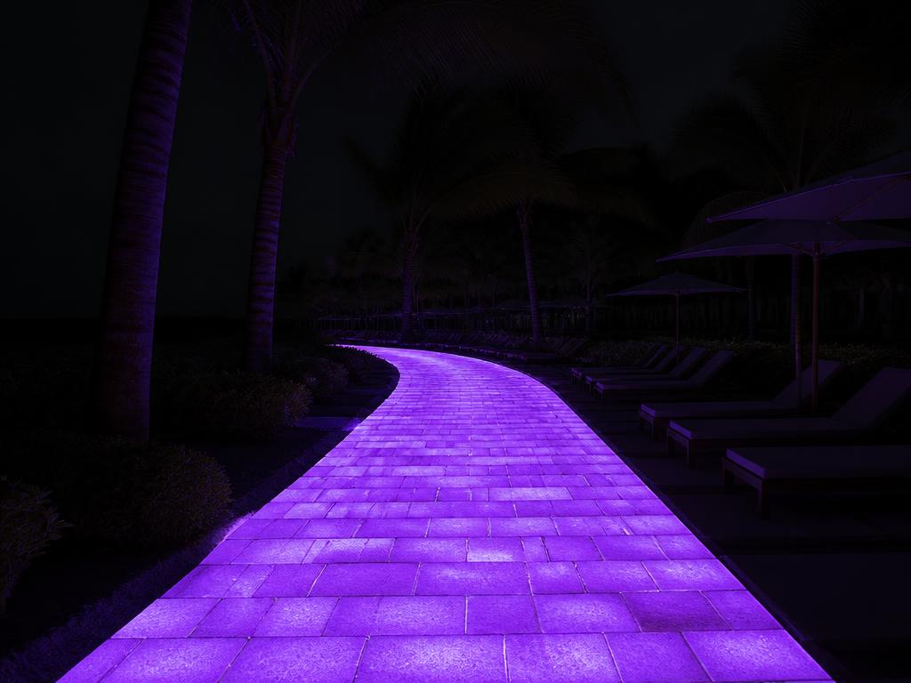 Resorts & Walkways at night with LUMIVERSE applied