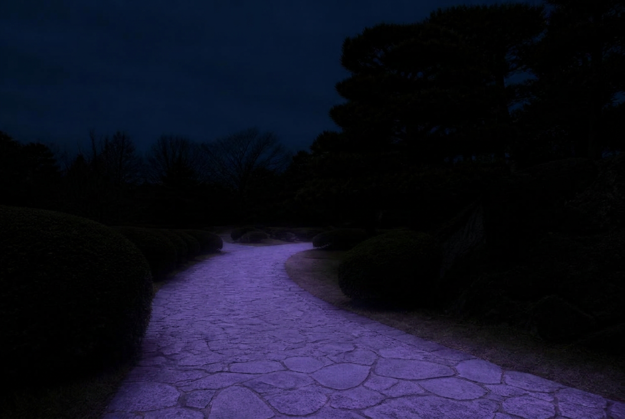 Garden Paths at night with LUMIVERSE applied